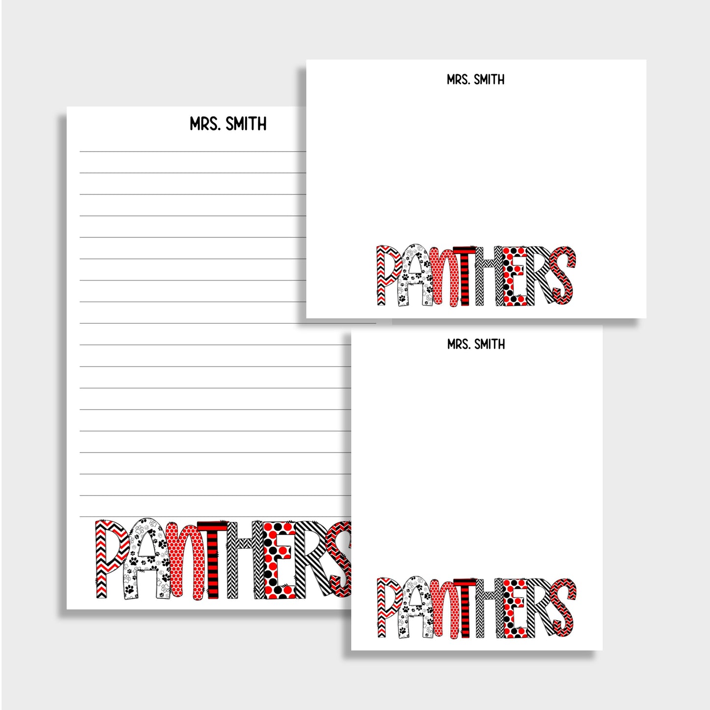 Mascot School Spirit Personalized Teacher Stationery Set, Set of 2 Notepads & Set of Notecards