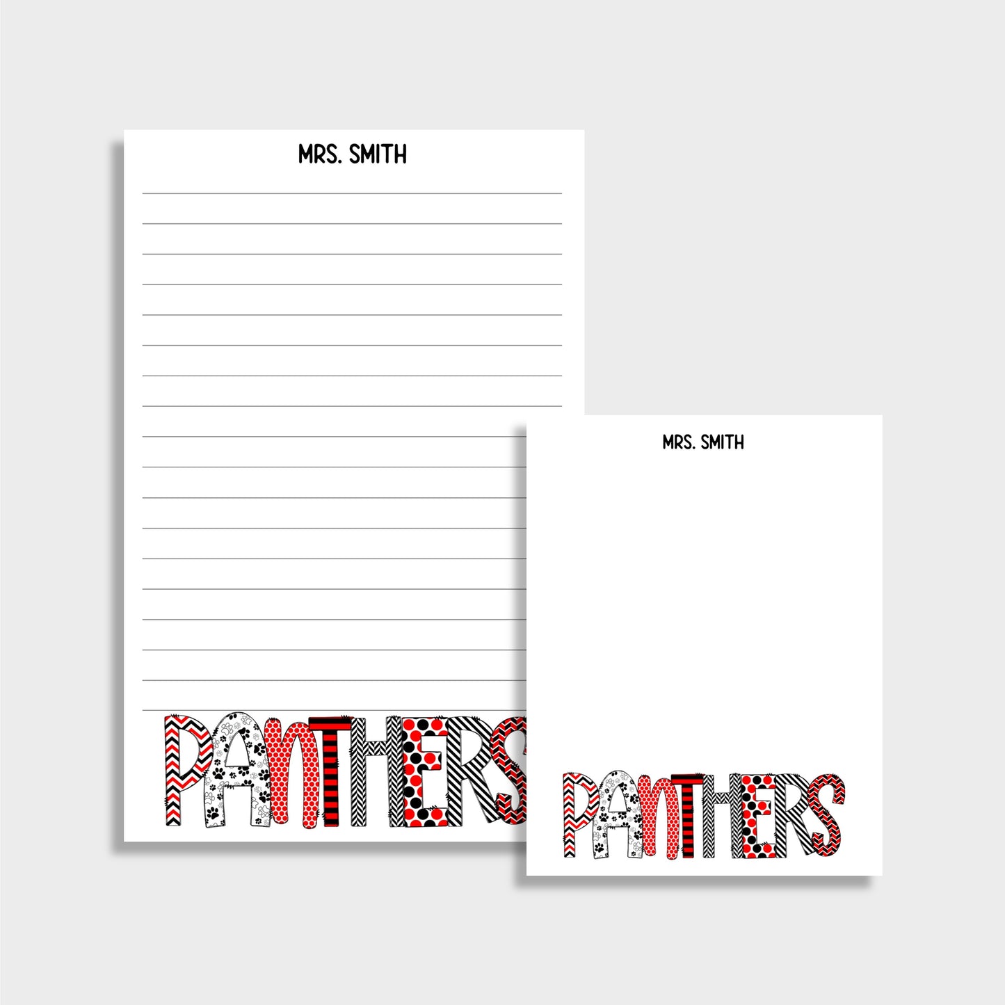 Mascot School Spirit Personalized Teacher Stationery Set, Set of 2 Notepads & Set of Notecards