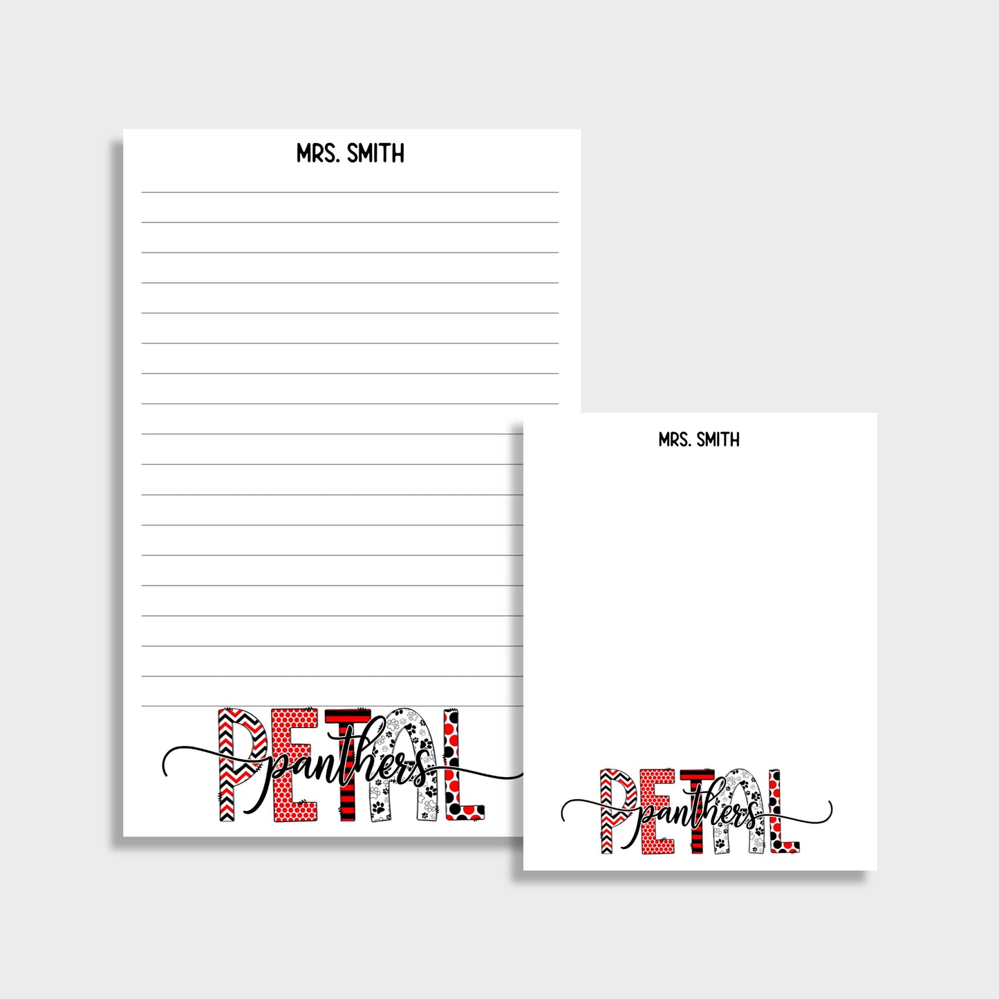 School Spirit Personalized Teacher Stationery Set, Set of 2 Notepads & Set of Notecards