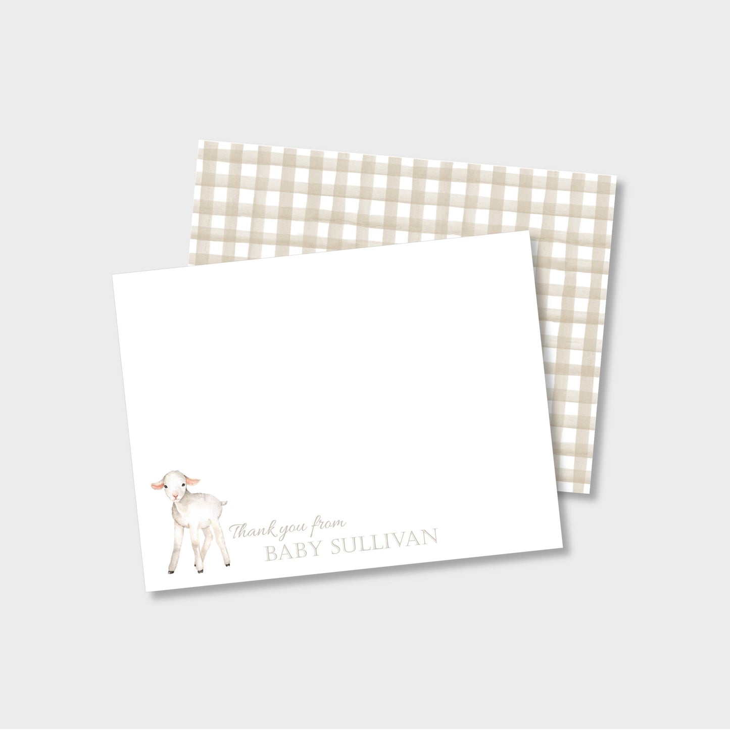 Baby Lamb Personalized Notecard Stationery