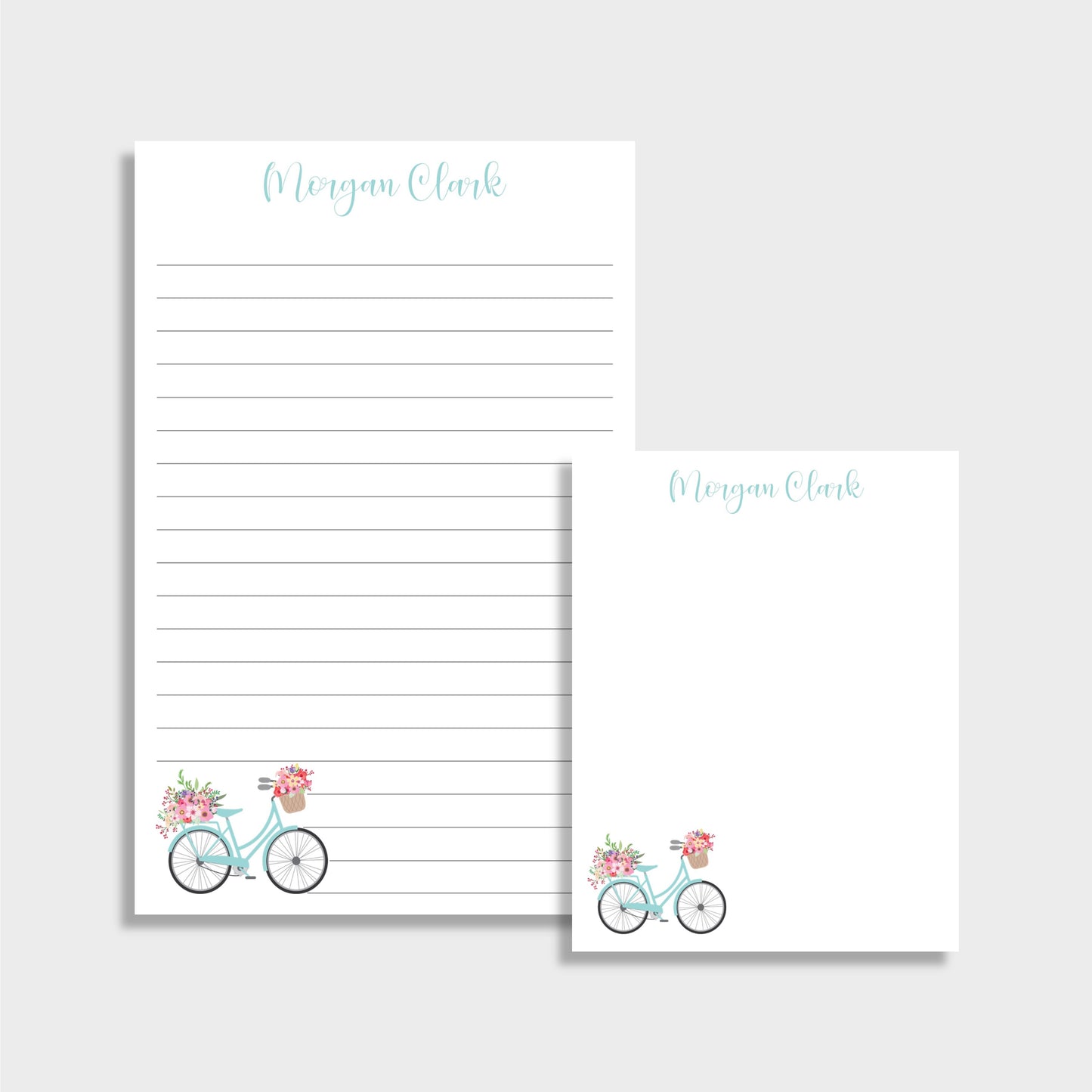 Bicycle & Flowers Personalized Notepad