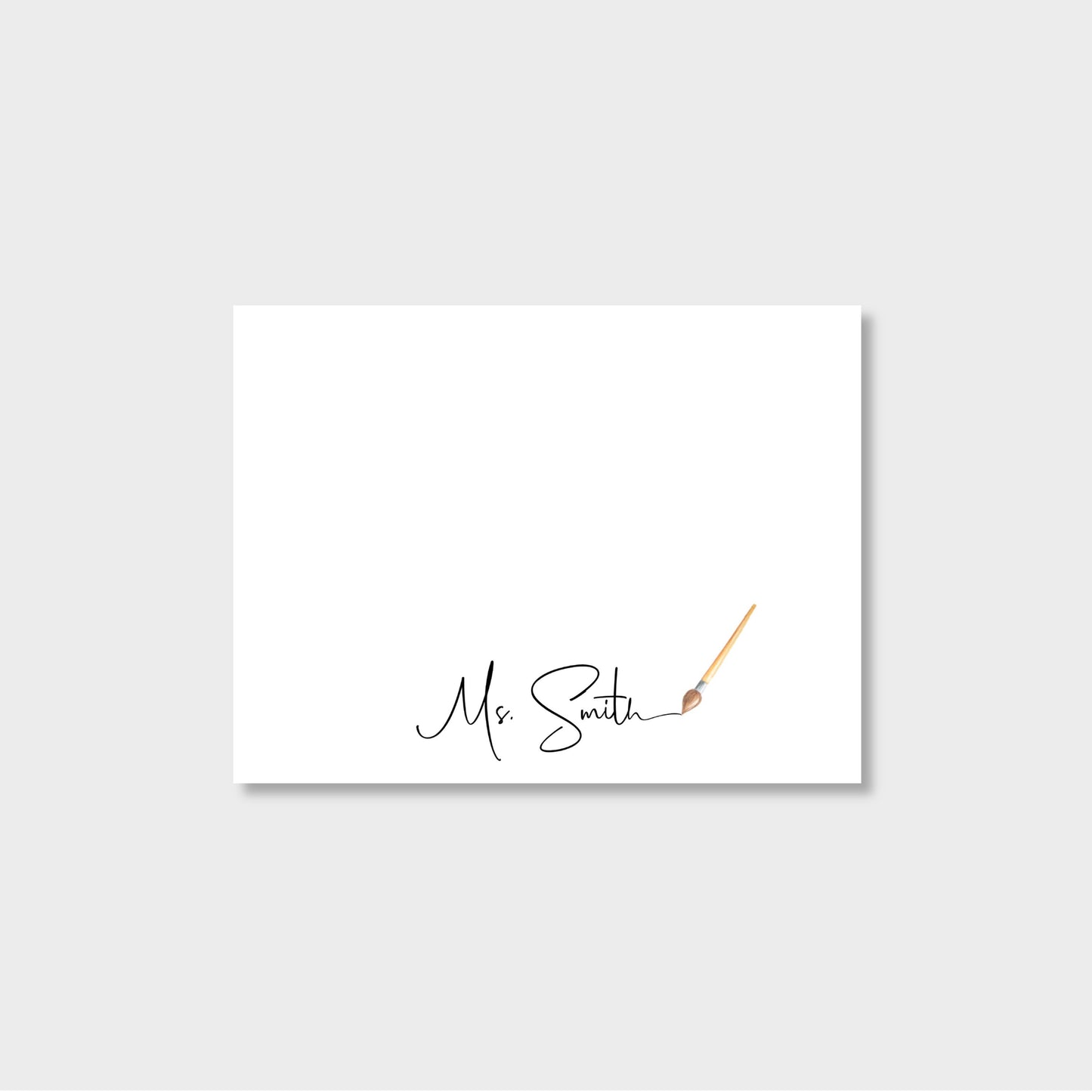 Brush Writing Personalized Art Teacher Notecard Stationery