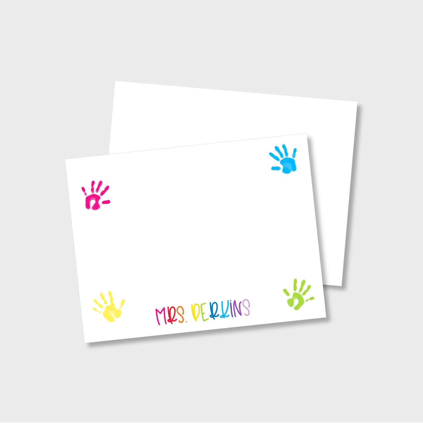 Little Hands Personalized Pre-School Teacher Stationery Set, Set of 2 Notepads & Set of Notecards