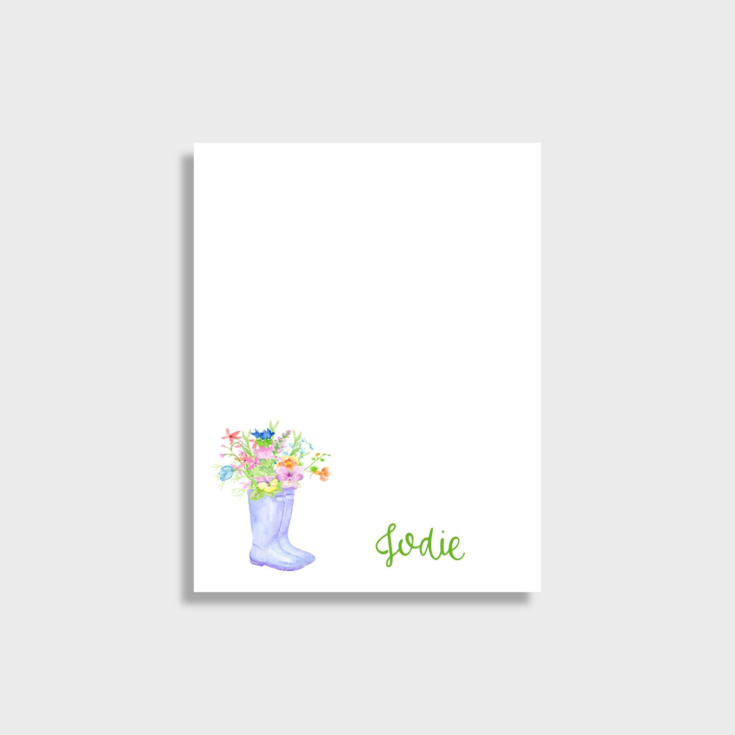 Rain Boots and Spring Flowers Personalized Notepad
