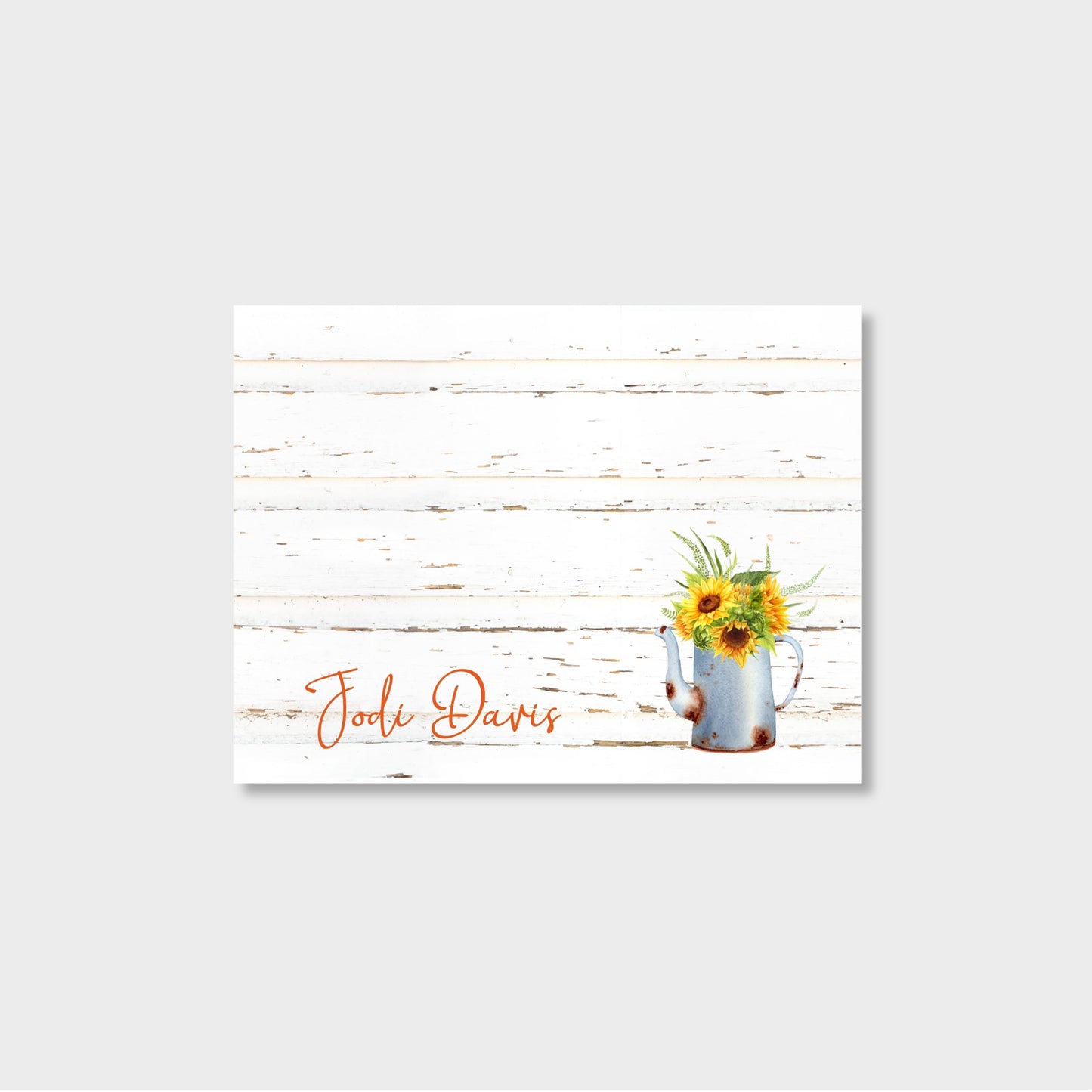 Sunflowers & Watering Can Personalized Notecard Stationery