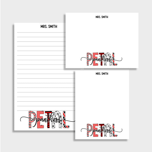 School Spirit Personalized Teacher Stationery Set, Set of 2 Notepads & Set of Notecards