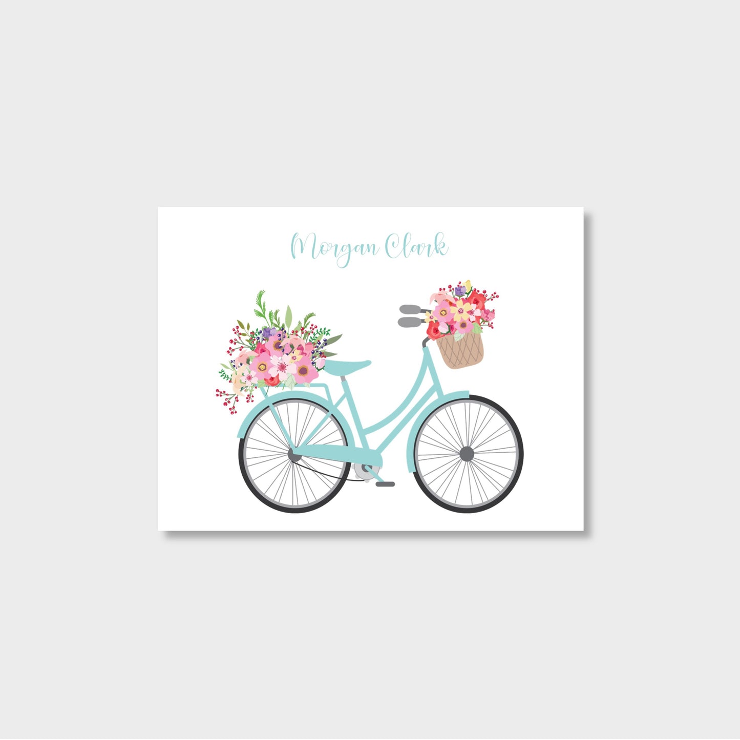 Bicycle & Flowers Personalized Notecard Stationery