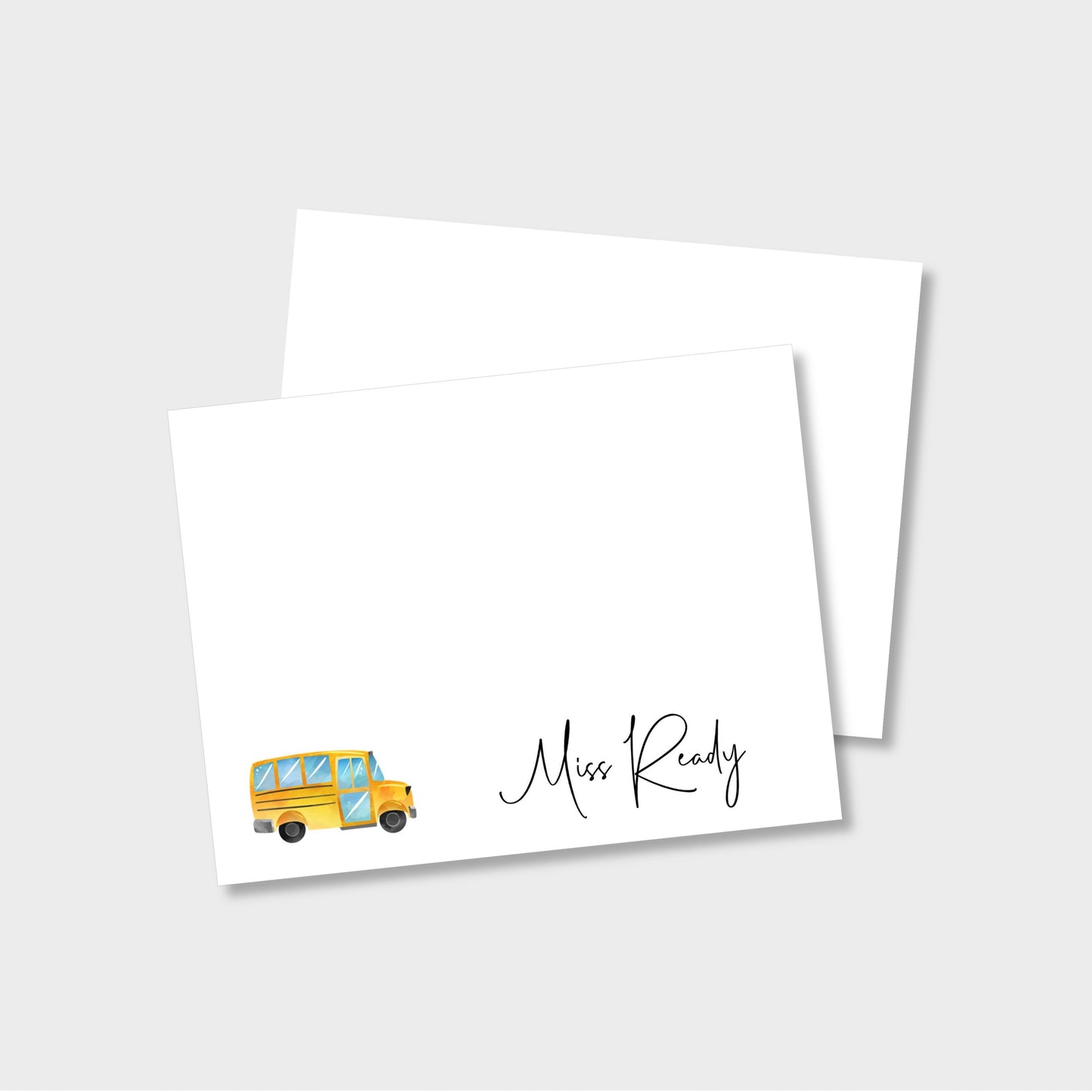 School Bus Personalized Teacher Stationery Set, Set of 2 Notepads & Set of Notecards