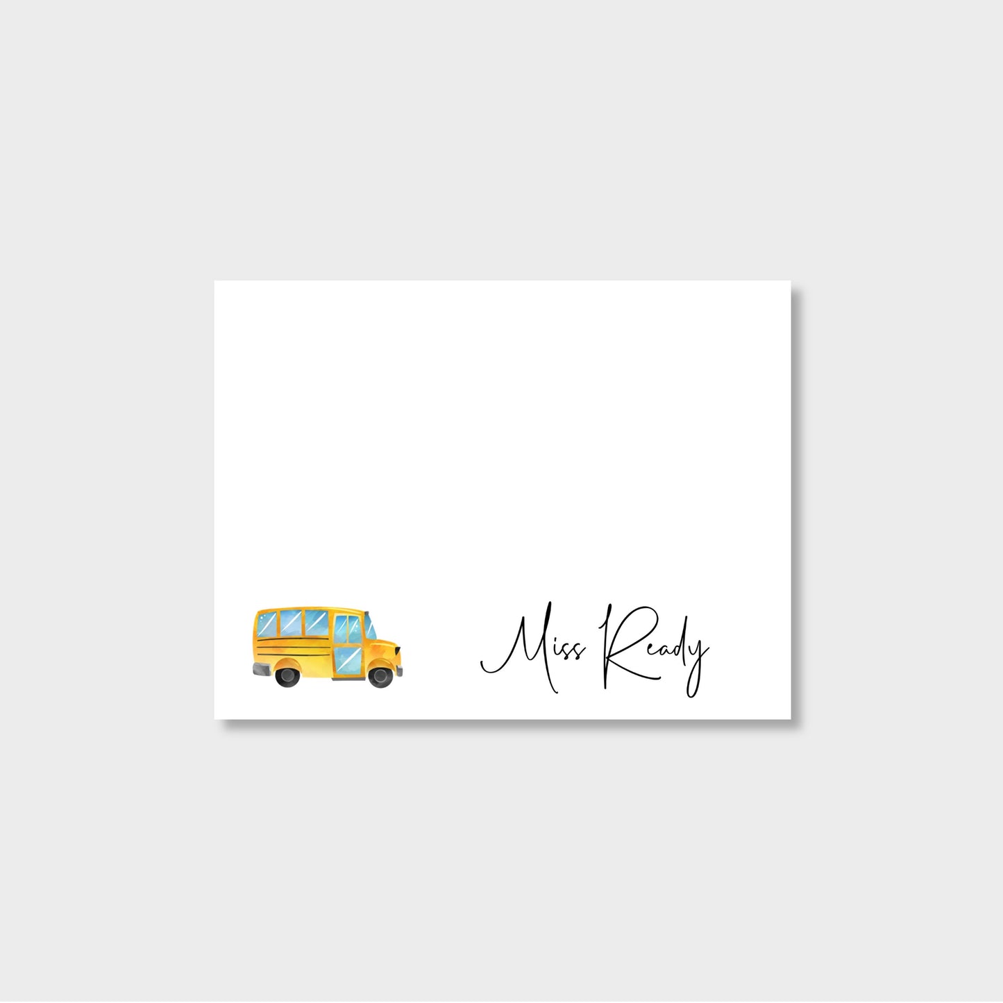 School Bus Personalized Teacher Notecard Stationery