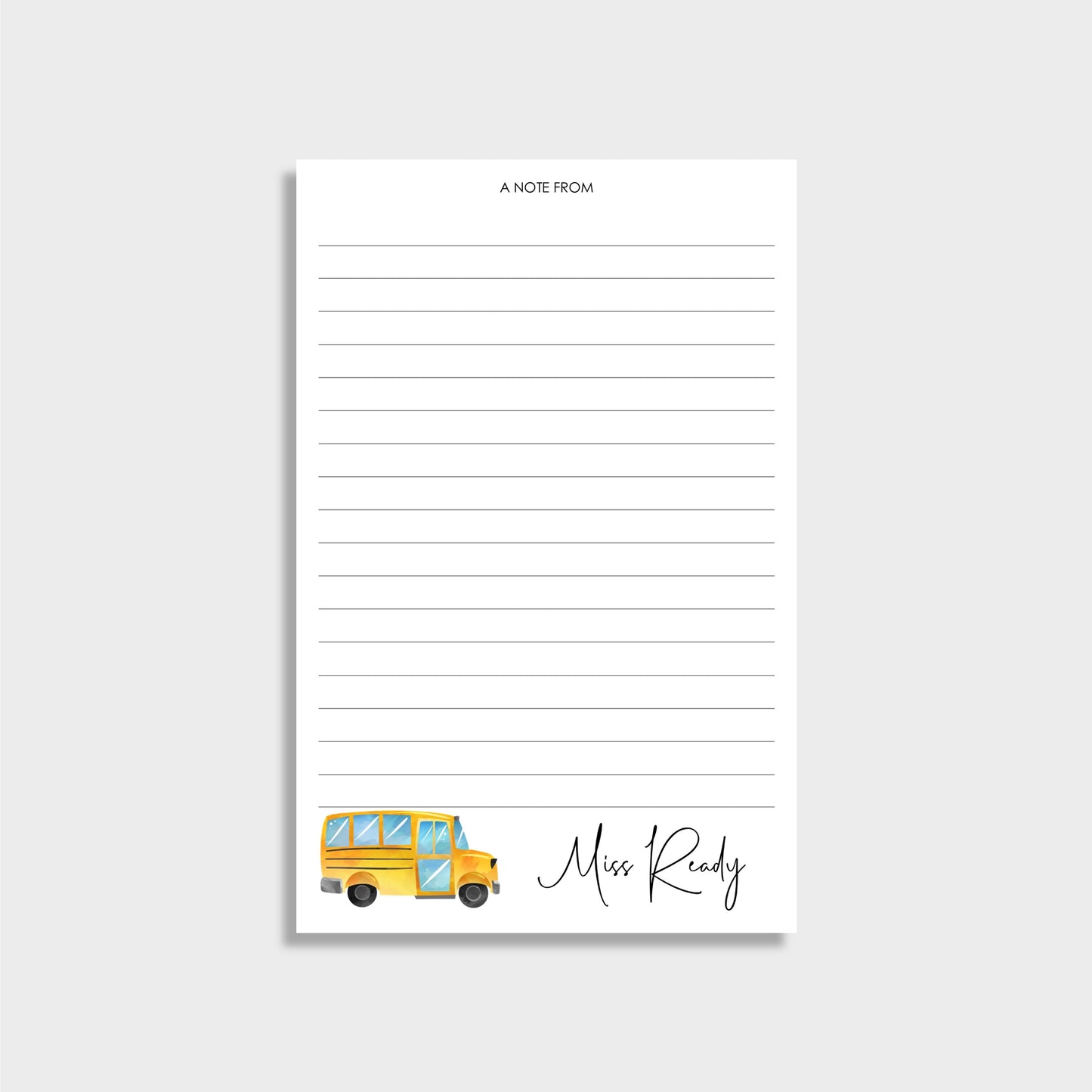 School Bus Personalized Teacher Notepad