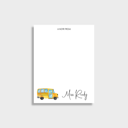 School Bus Personalized Teacher Notepad