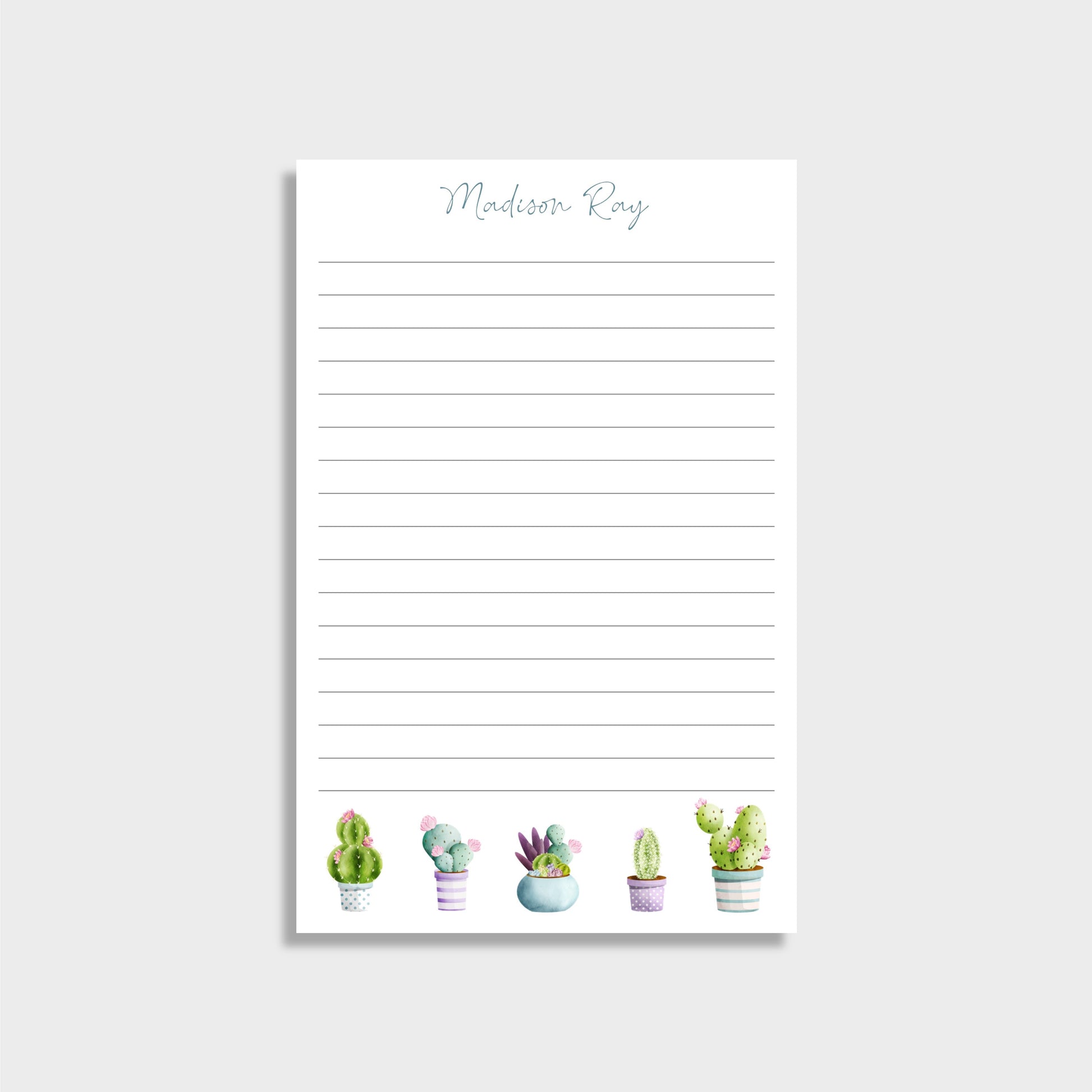 succulent notepad Cacti/Succulent Personalized Notepad