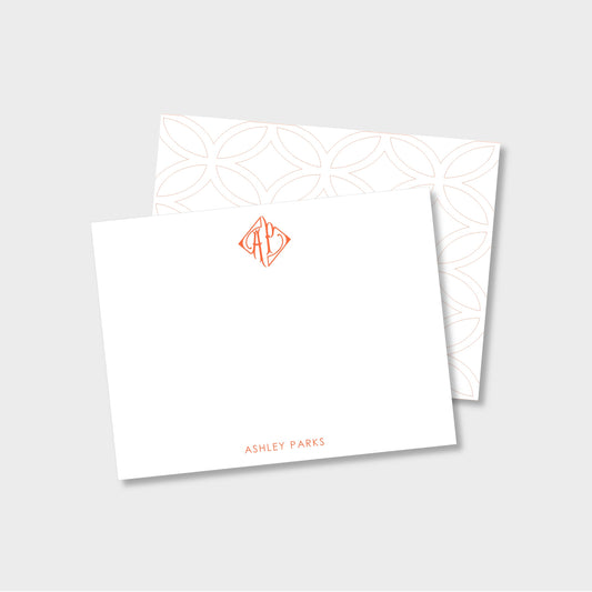 Double Monogram Personalized Notecard Stationery