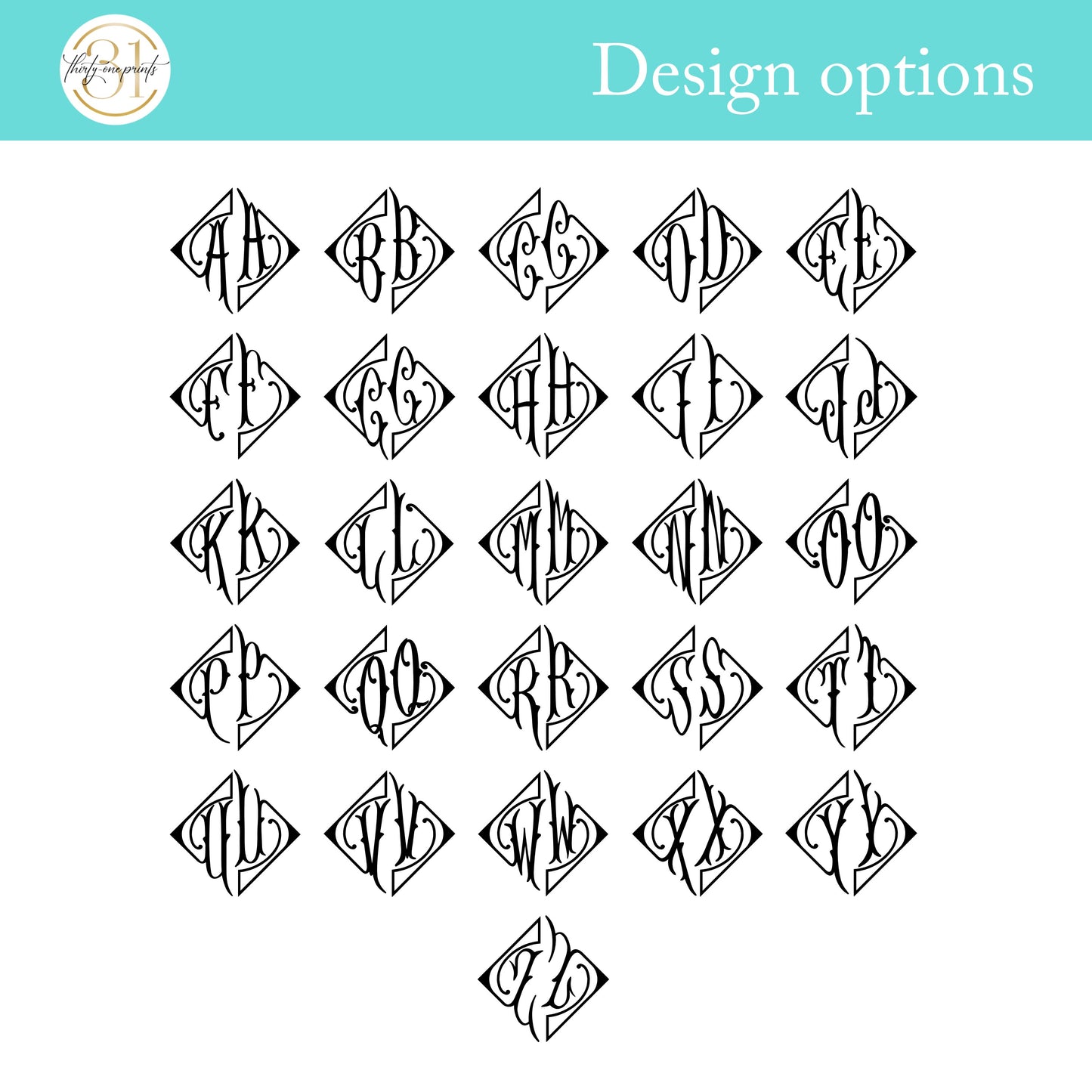 Double Monogram Personalized Notecard Stationery