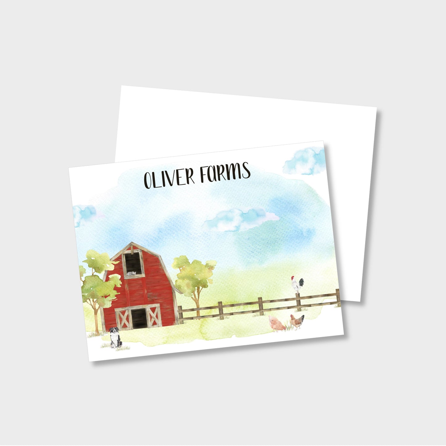 Farm Scene Personalized Notecard Stationery