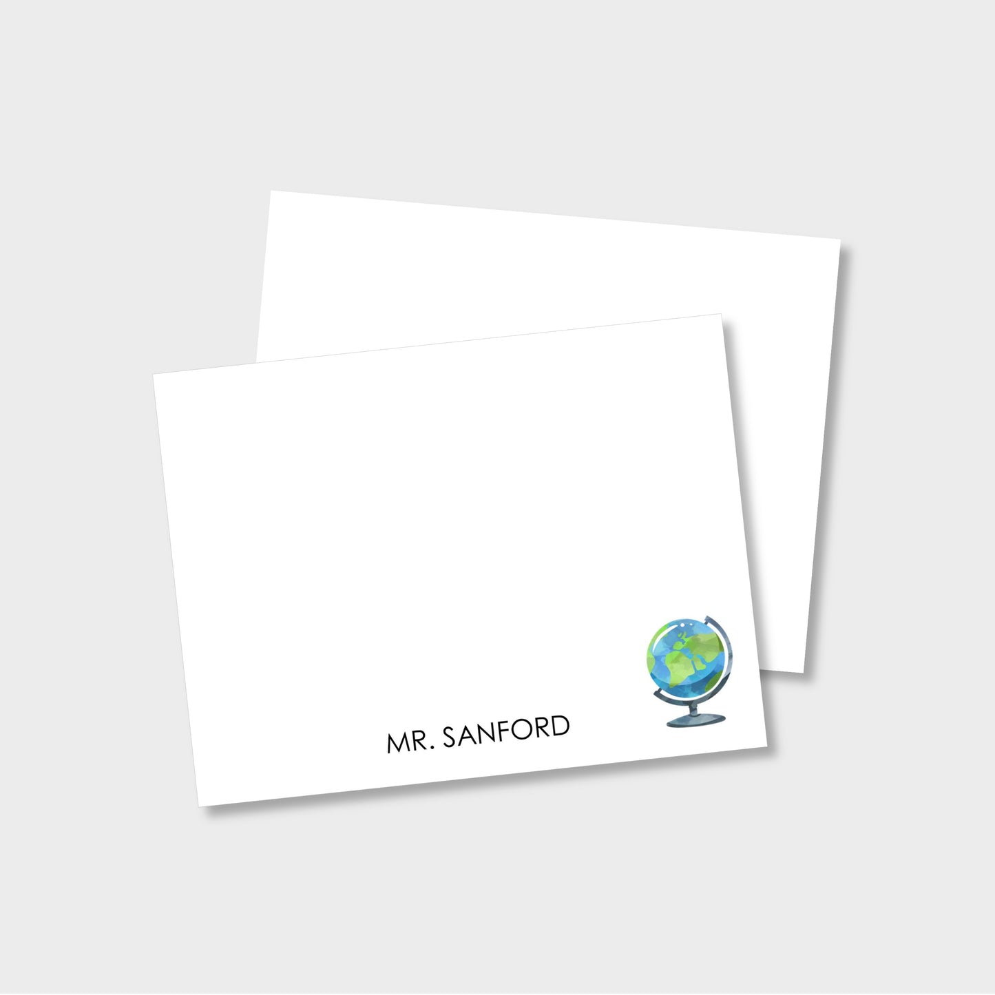 Globe Personalized Teacher Notecard Stationery