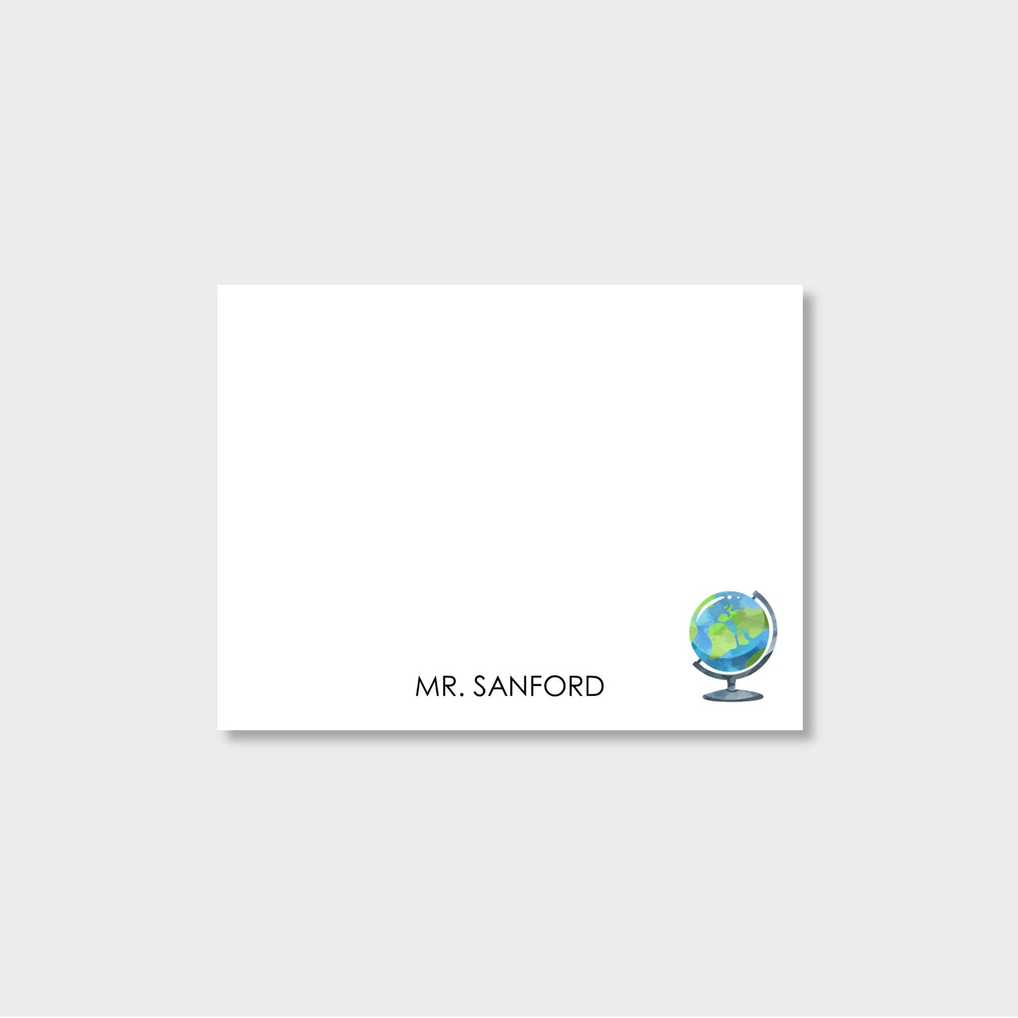 Globe Personalized Teacher Notecard Stationery