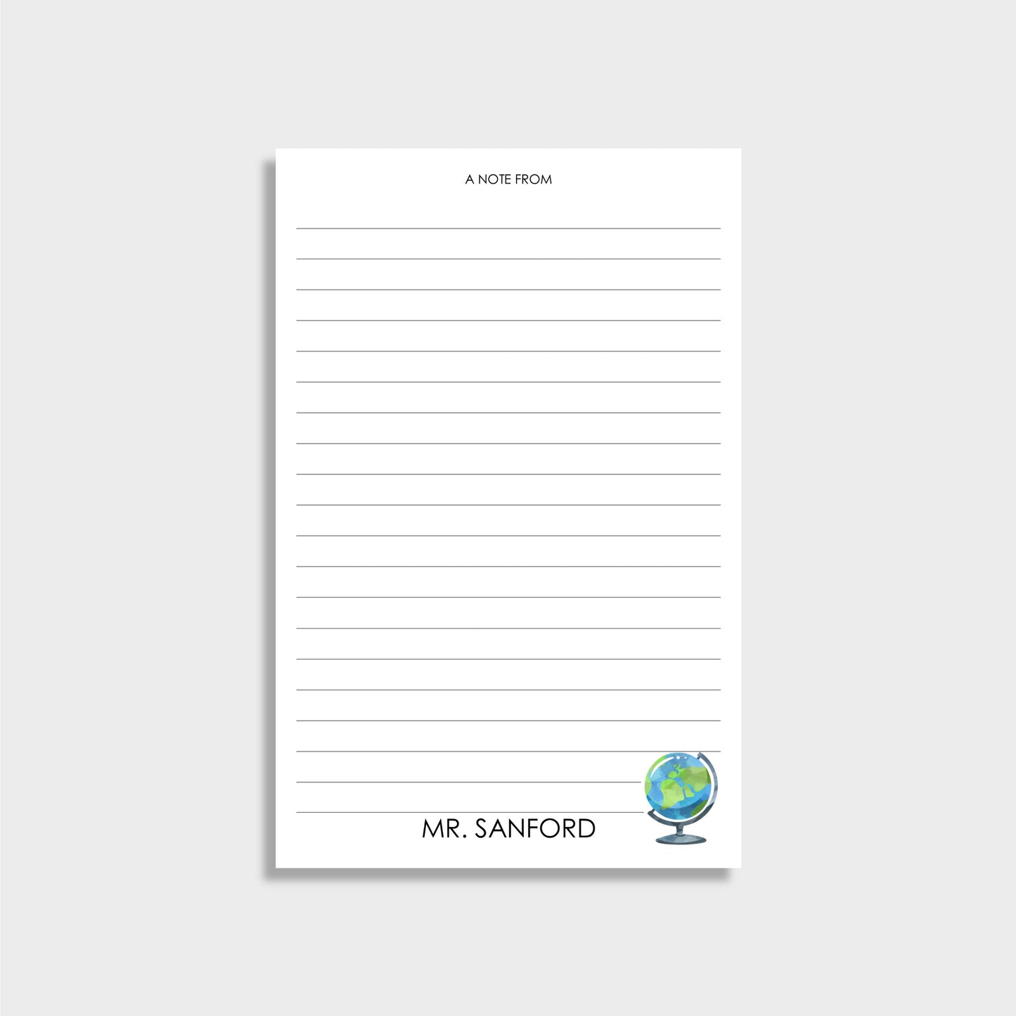 Globe Personalized Teacher Notepad