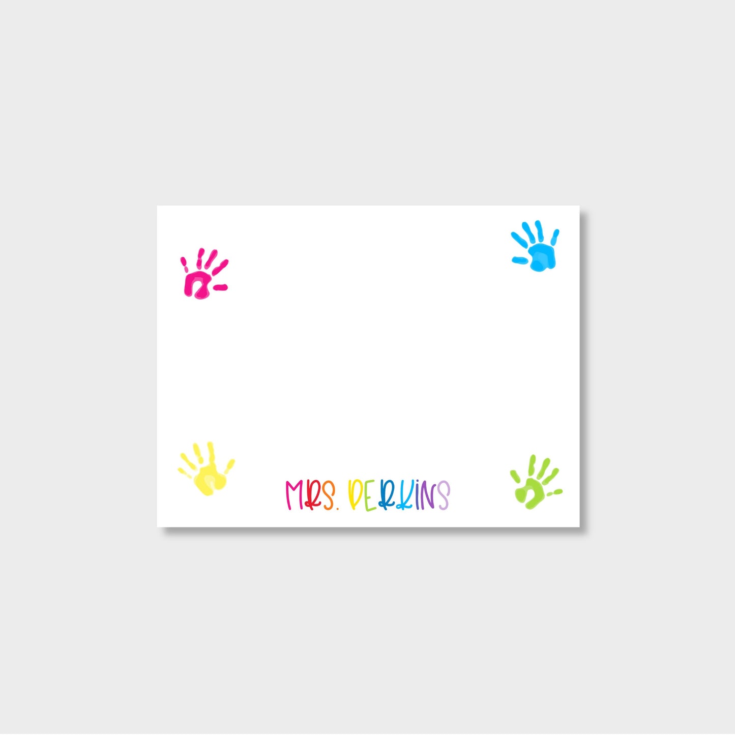 Little Hands Personalized Pre-School Teacher Notecard Stationery
