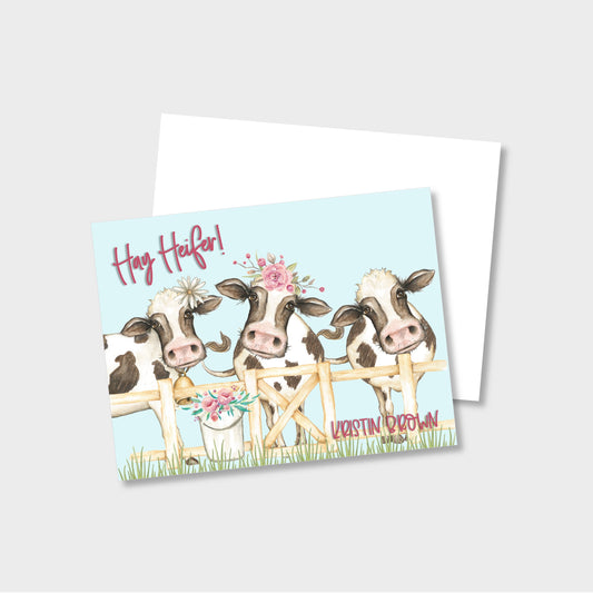 Funny Heifer/Cow Personalized Notecard Stationery