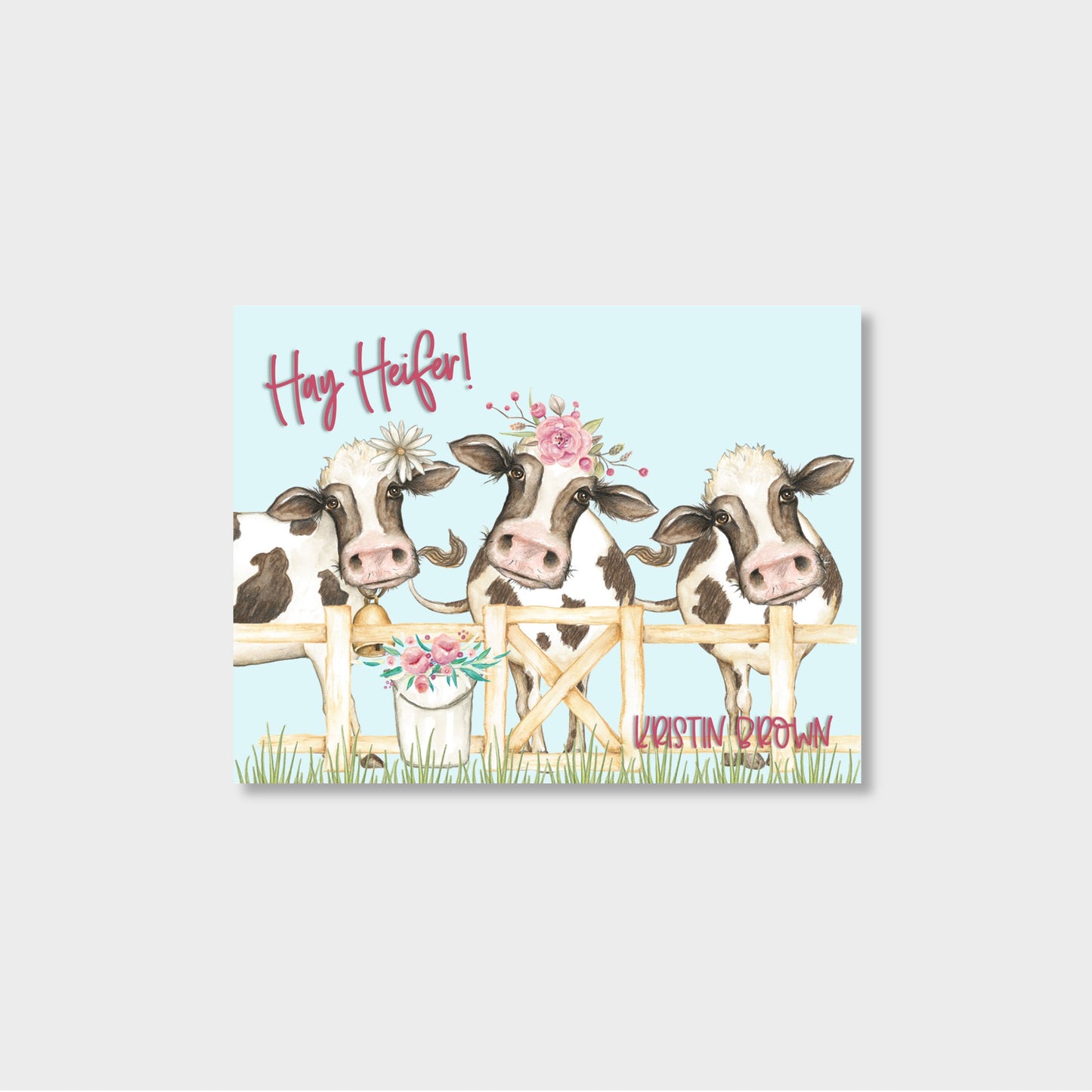 Funny Heifer/Cow Personalized Notecard Stationery