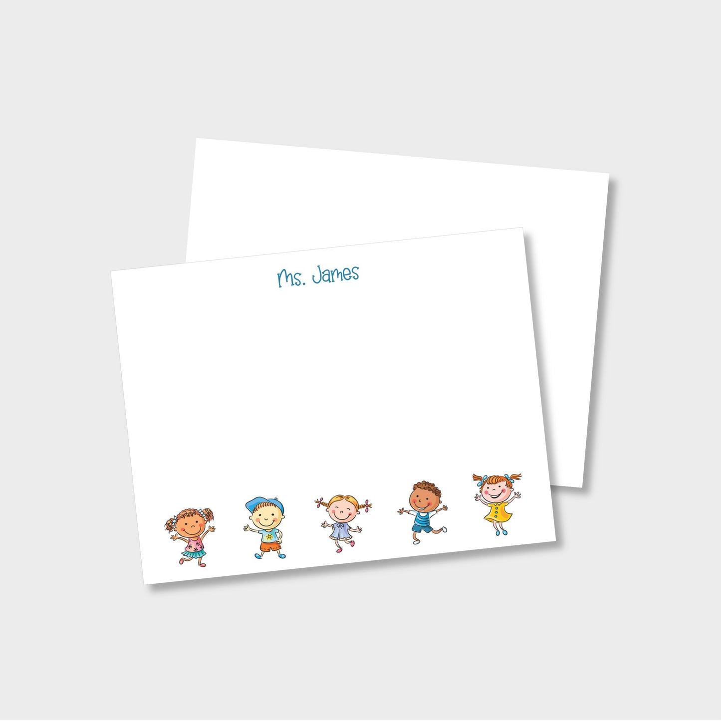 Children Personalized Pre-School Teacher Stationery Set, Set of 2 Notepads & Set of Notecards