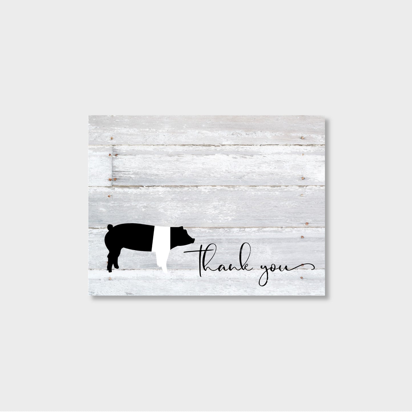 Livestock Show Hampshire Pig Personalized Thank You Notecard Stationery