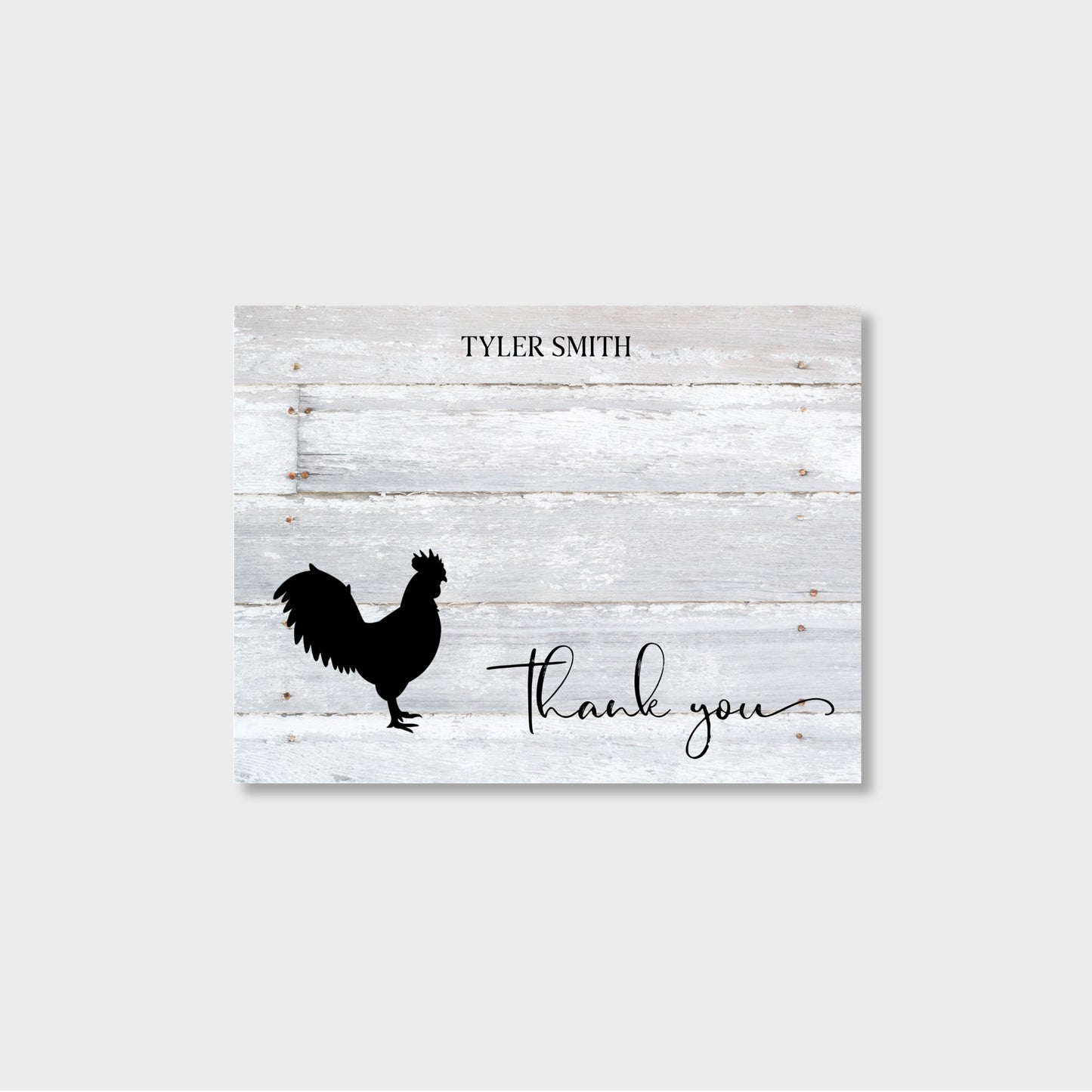 Livestock Poultry Rooster Personalized Thank You Notecard Stationery