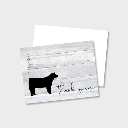 Livestock Show Steer Personalized Thank You Notecard Stationery