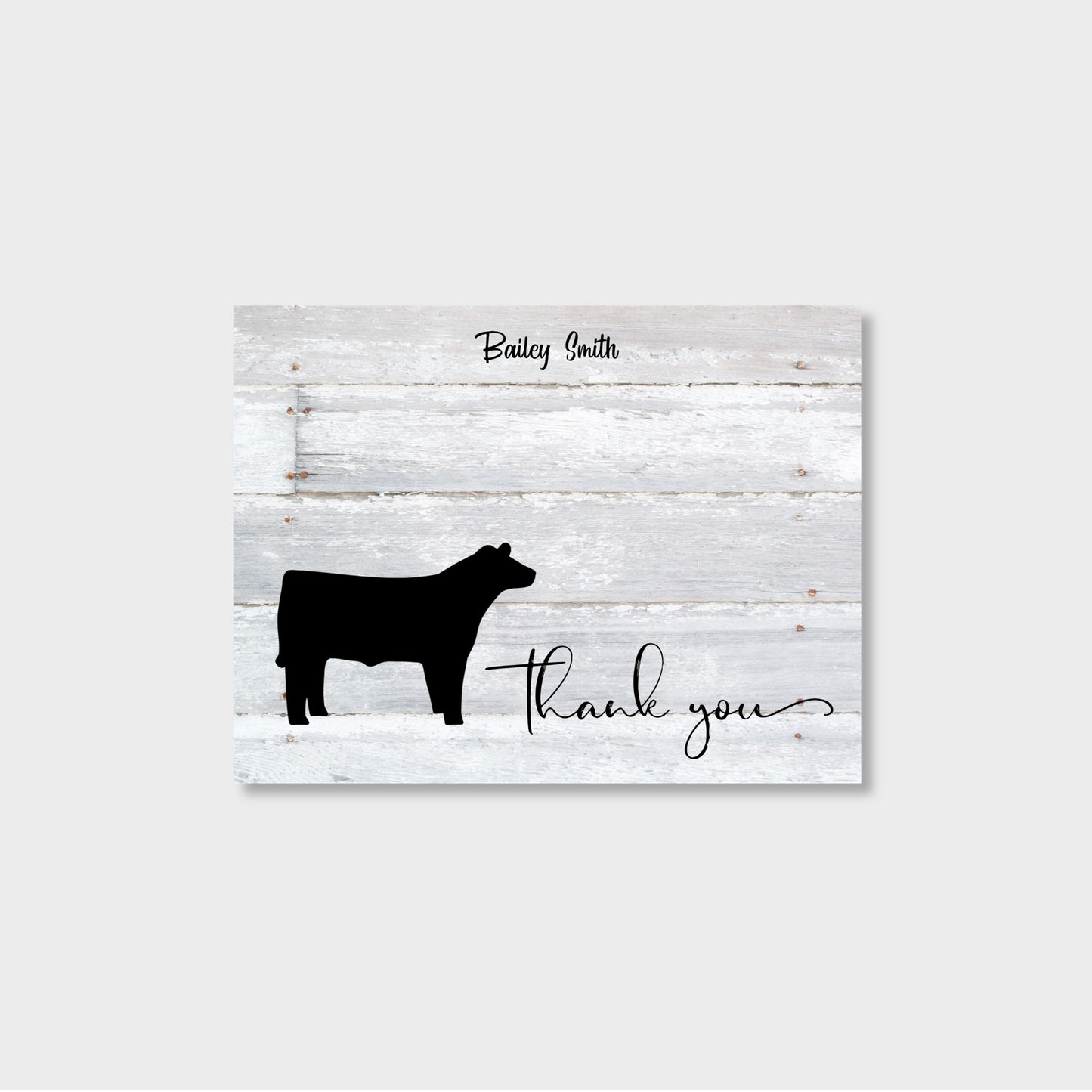 Livestock Show Steer Personalized Thank You Notecard Stationery