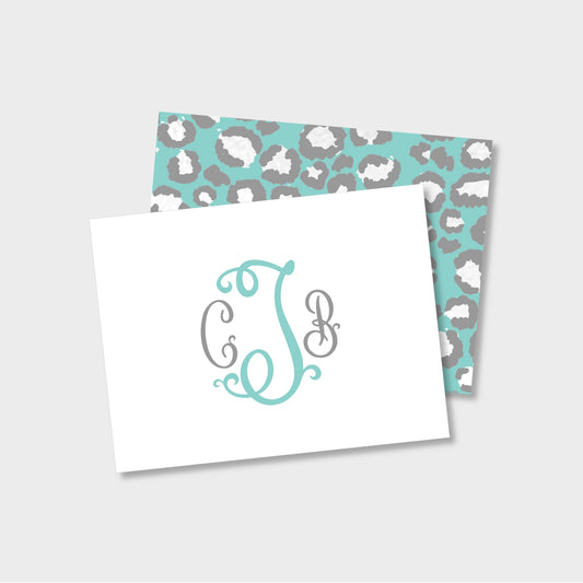 Monogram Leopard Print Personalized Notecard Stationery