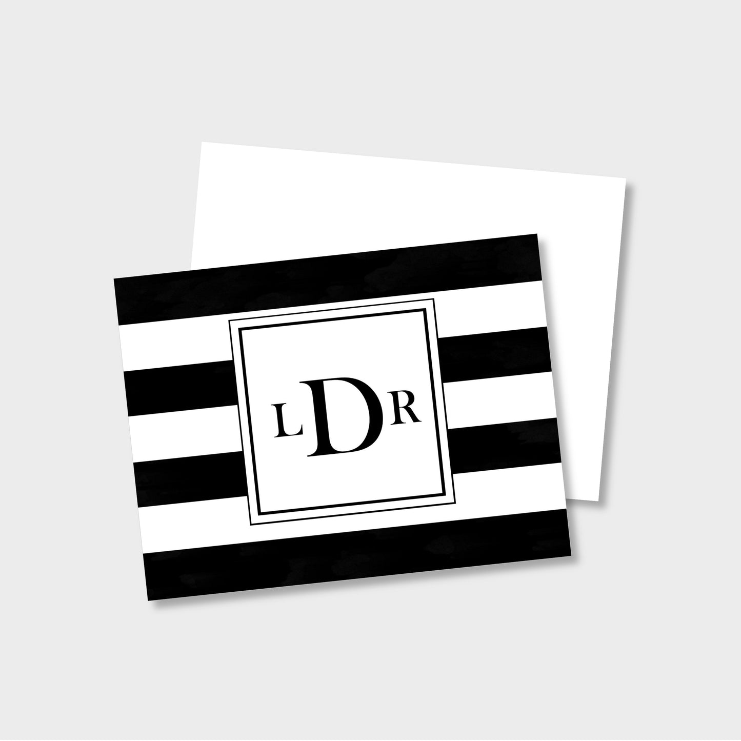 Stripped Monogram Personalized Notecard Stationery