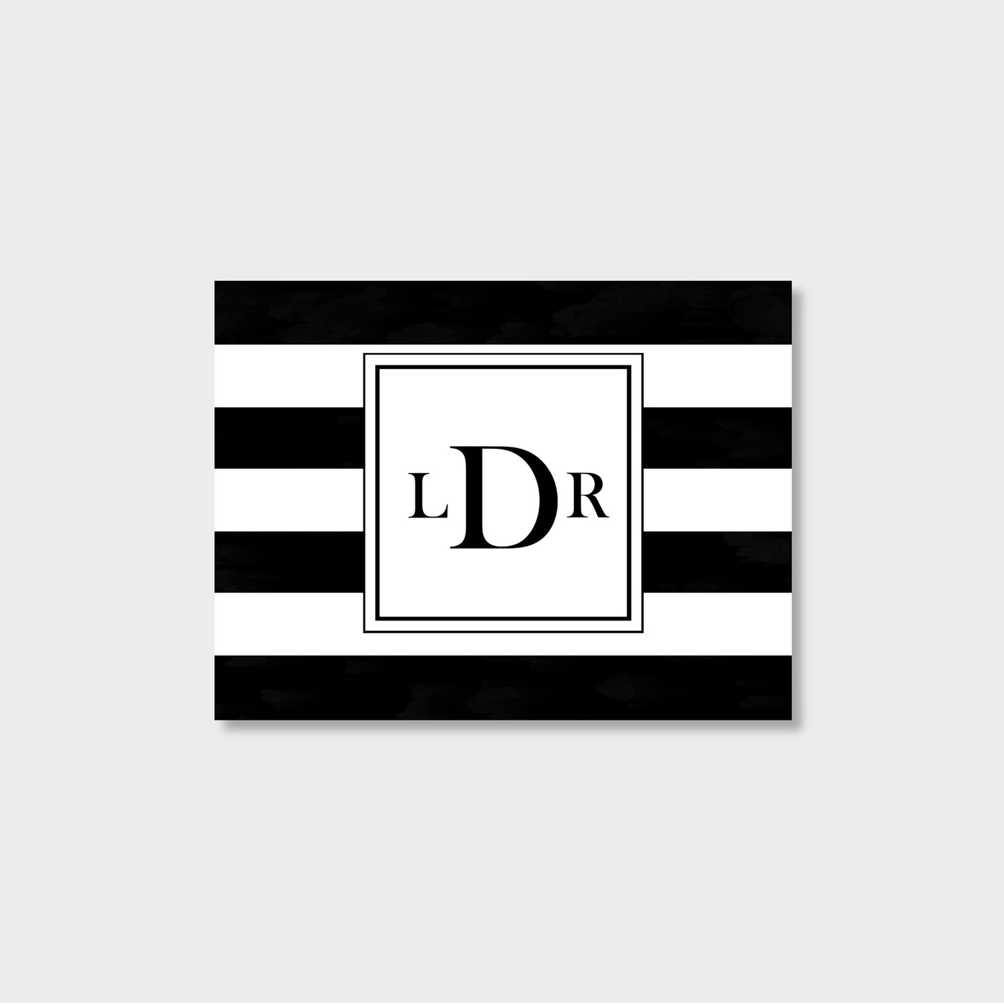 Stripped Monogram Personalized Notecard Stationery