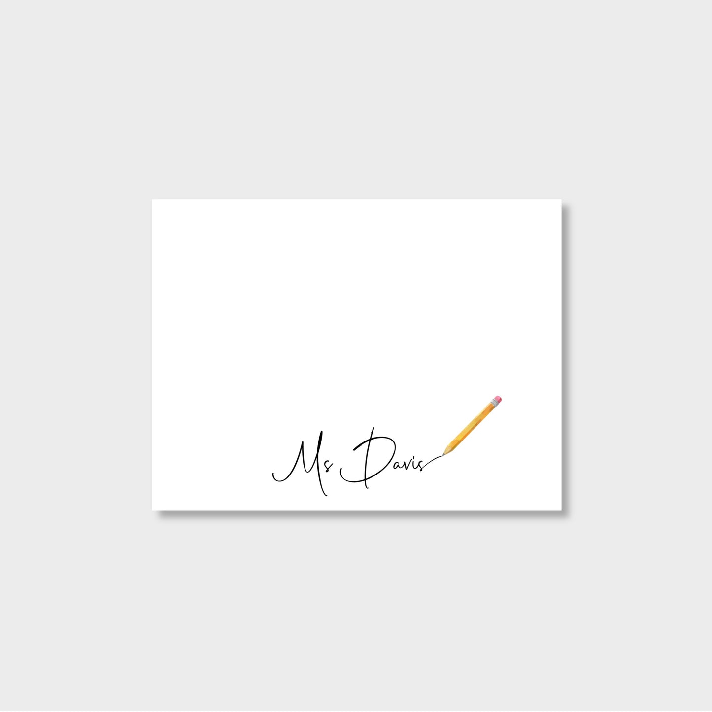 Pencil Writing Personalized Teacher Notecard Stationery