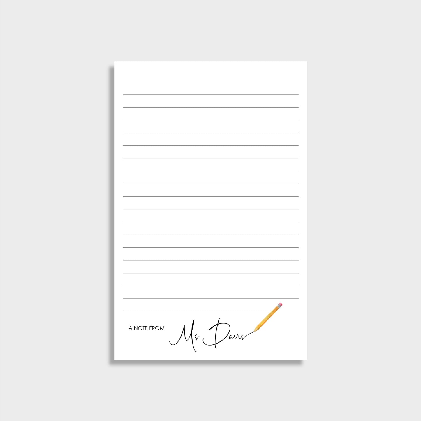 Pencil Writing Personalized Teacher Notepad