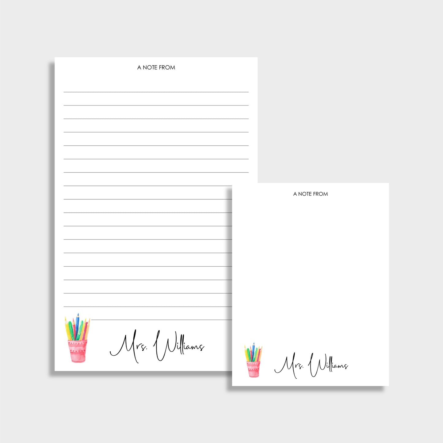 Cup of Pencils Personalized Teacher Notepad