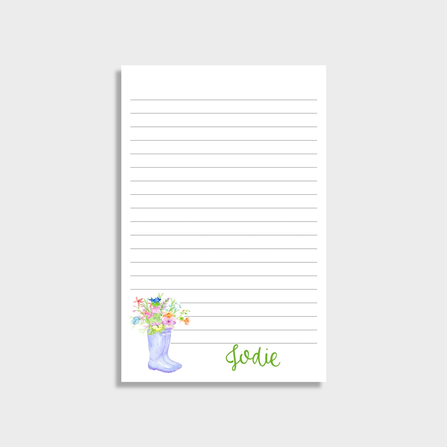 Rain Boots and Spring Flowers Personalized Notepad