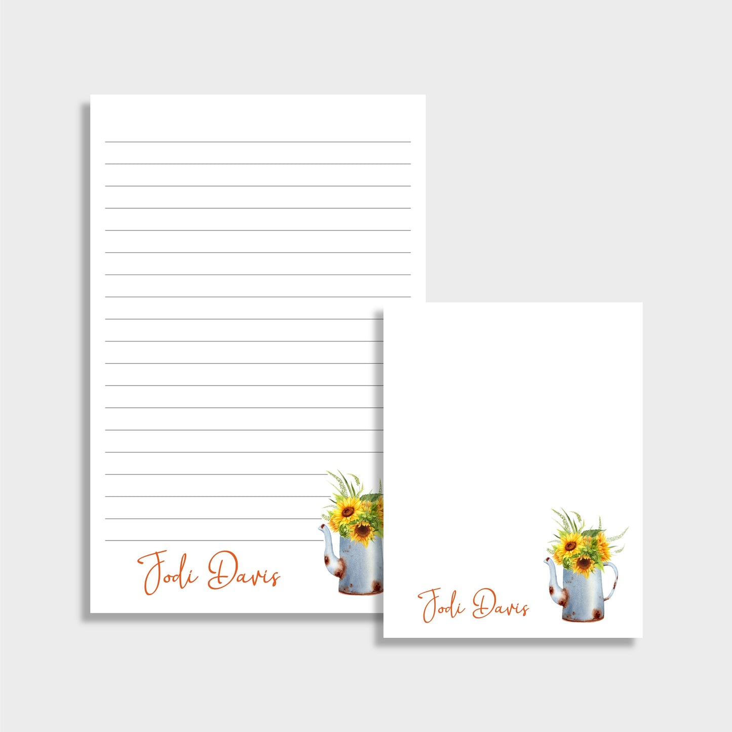 Sunflowers & Watering Can Personalized Notepad