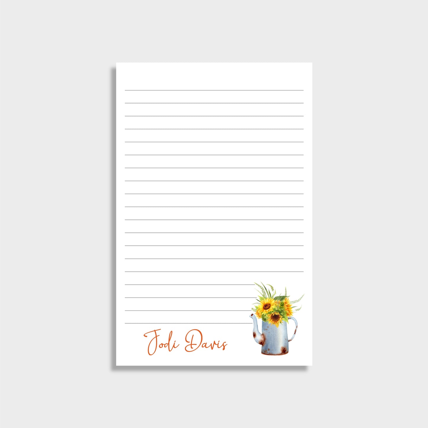 Sunflowers & Watering Can Personalized Notepad